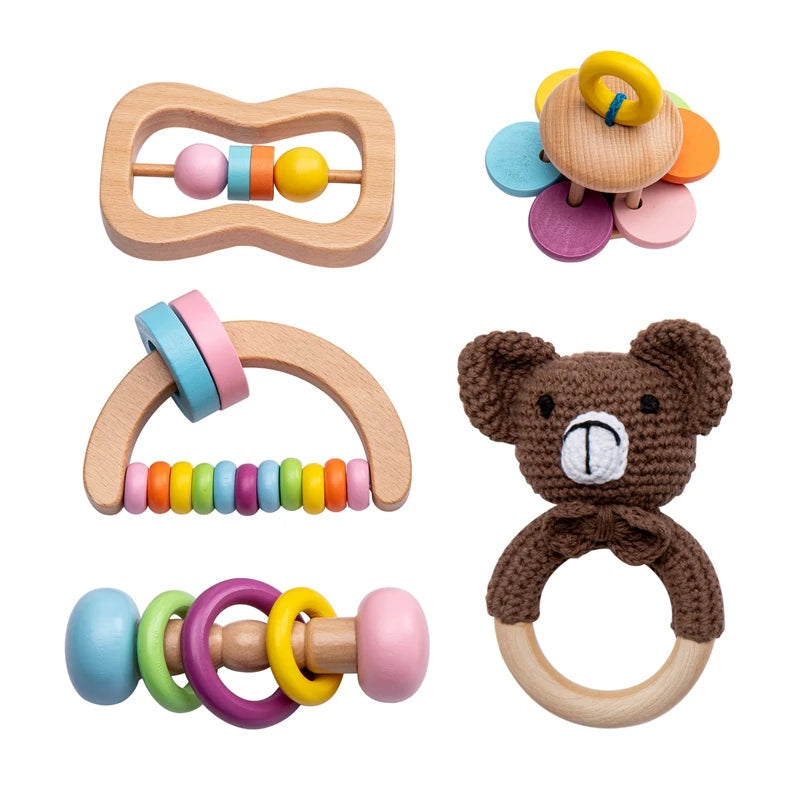 Conjunto de Chocalhos de Crochê para Bebês