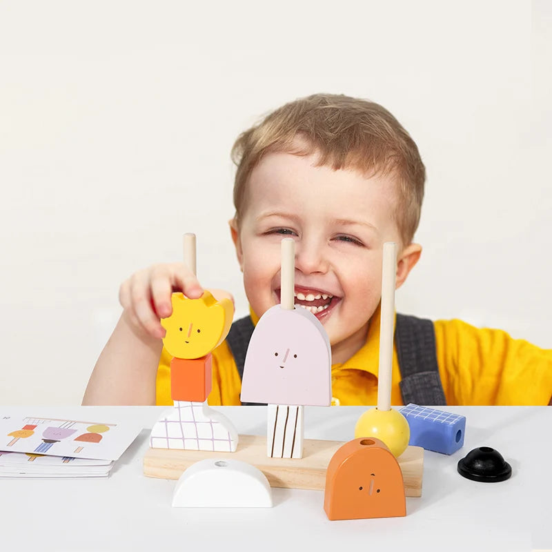 Blocos de Madeira Criativos Montessori 3D para Crianças