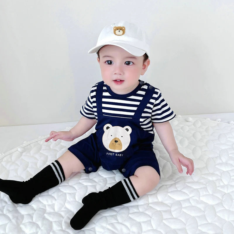 Macacão Listrado de Algodão para Bebê - Verão Fofo