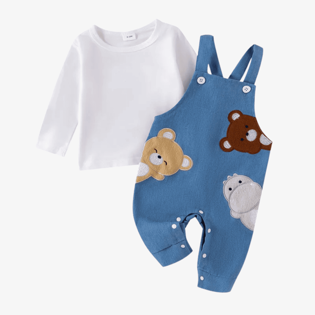 RUEWEY-Camiseta de Manga Comprida com Animais Bordados, Conjuntos de Calça Bebé Menina e Menino, Roupas Gerais, 0 a 18 meses, Primavera e Outono
