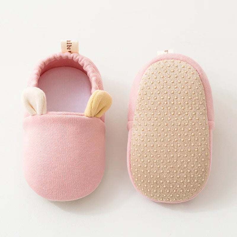 Nova primavera outono dos desenhos animados do bebê prewalker 0-2y criança bonito macio antiderrapante sapato infantil cor sólida sapatos de chão
