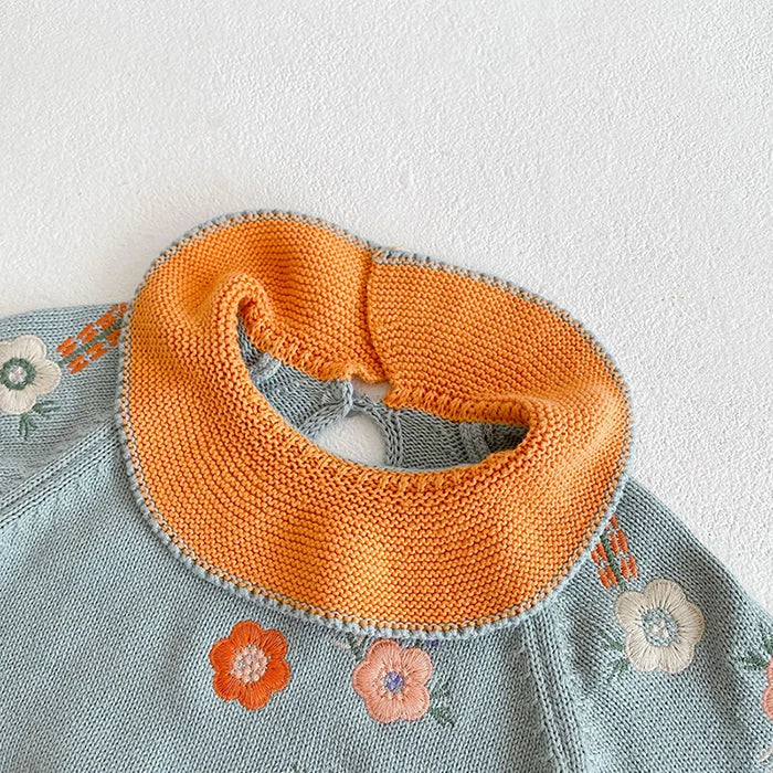 2024 roupas da criança do bebê meninas terno de manga comprida malha bordado pulôver camisola + pp shorts outono primavera conjunto roupas do bebê