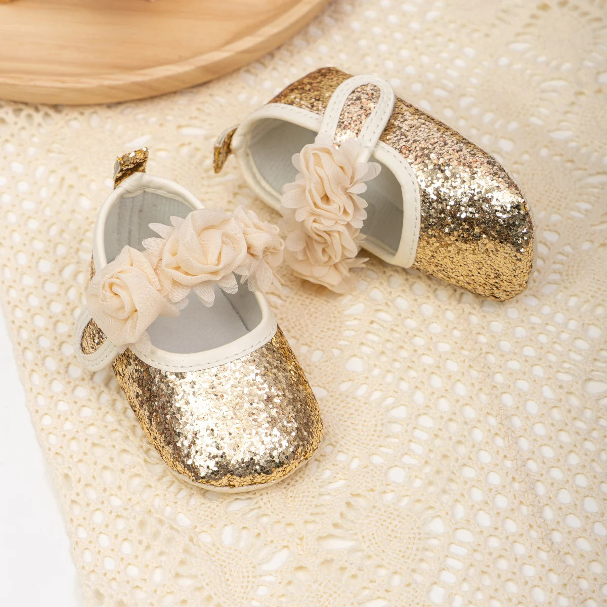 Sapatos de Festa para Bebês com Renda Floral