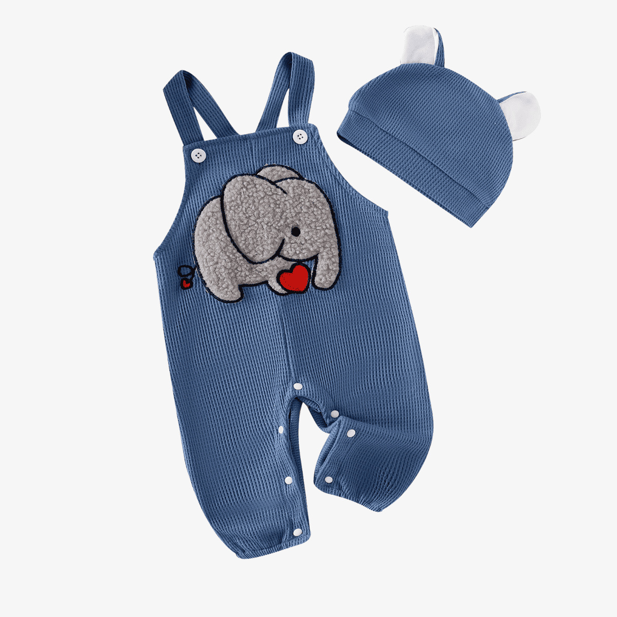 Bebés Meninos Macacão Sem Mangas com Chapéu, Conjuntos De Romper Bordado De Elefante Bonito, Calças Casuais, Festa Diária, Adorável, 0-24M