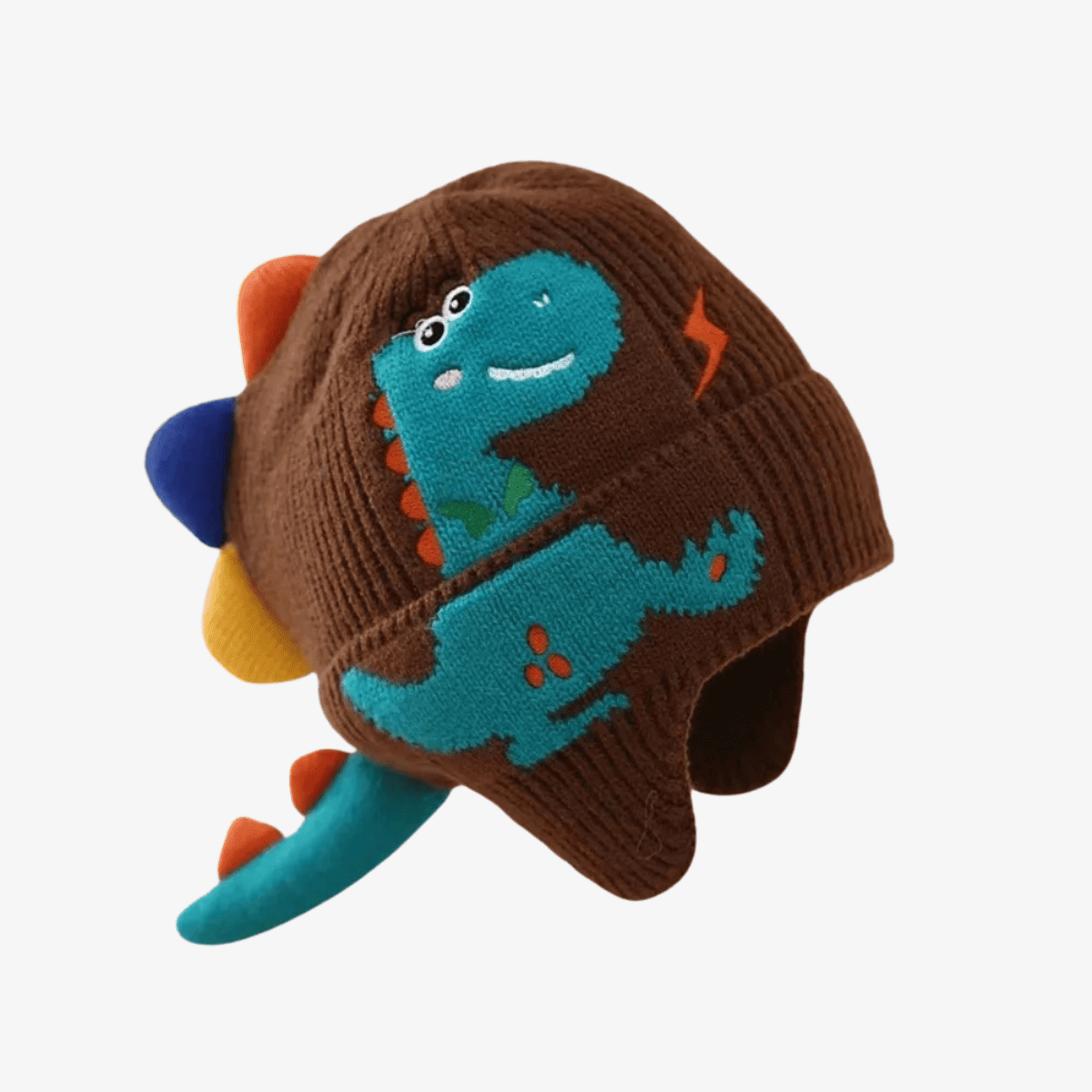 Novo 3d dinossauro malha boné à prova de vento quente crianças earmuffs boné de inverno